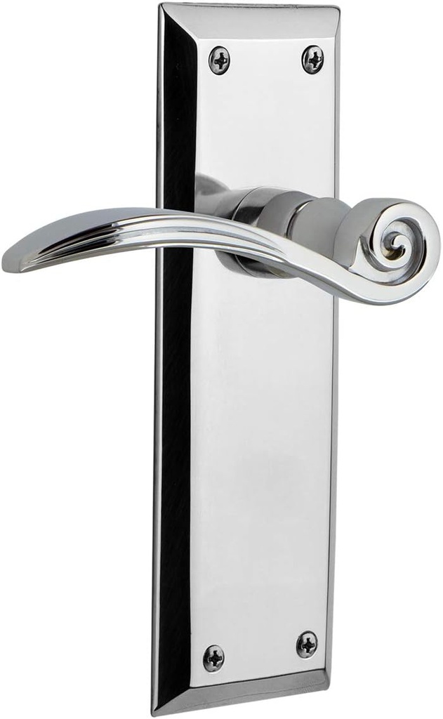 Nostalgic Warehouse New York Plate Single Dummy Swan Lever in Bright Chrome