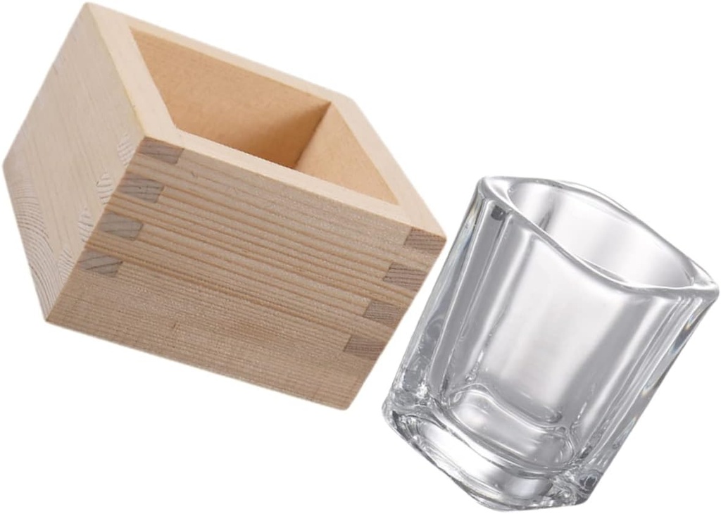 Japanese Wooden Sake Cups Set 4-Piece Traditional Rice Wine Drinking Cups Natural Wood Sake Serving Set for Home Use Elegant Box Included