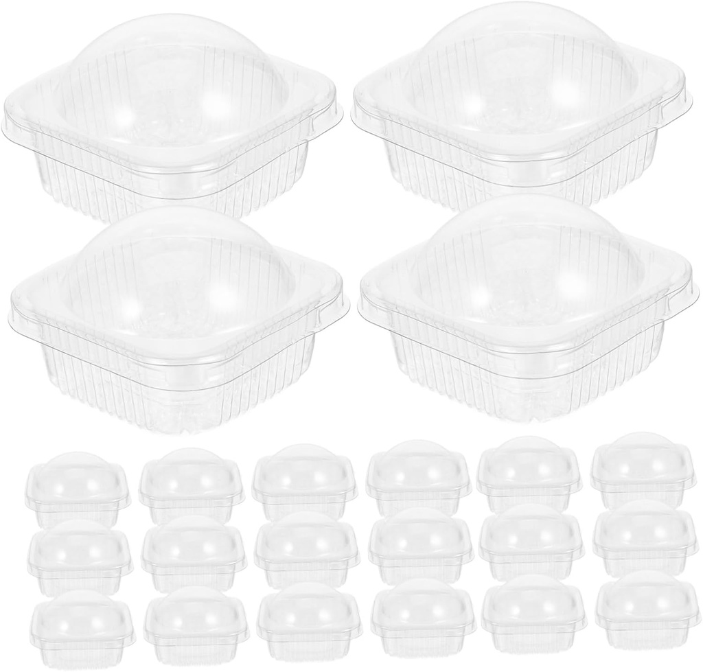 STOBAZA 50pcs Cupcake Boxes Dome Lids Individual Muffin Containers Reusable Plastic Cake Holders for Baking for Desserts Parties and Events