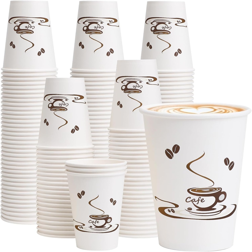 Lamosi 240 Pack 12 OZ Coffee Cups, Disposable Paper Cups for Hot/Cold Beverage, Disposable Cups 12 oz, Leak-Free Paper Coffee Cups for Cafe, Restaurant, Office and Home