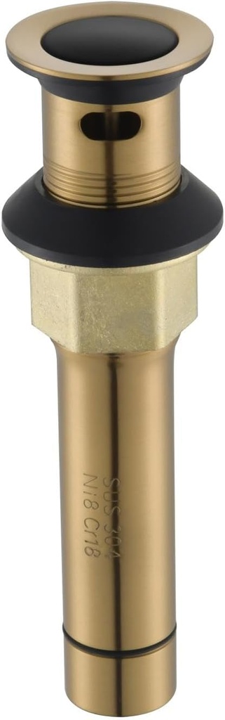 PARLOS Pop up Sink Drain Stopper Anti-Clogging with Overflow for Bathroom Sink Vessel, Brushed Gold and black,2104710