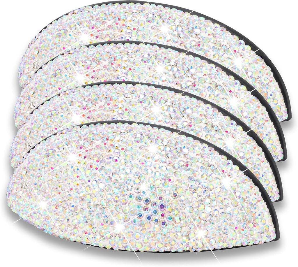 4Pcs Bling Drawer Pulls Flat Cup Pull, Zinc Alloy Handmade Crystal Decoration Knobs Shell Ear Like Handles with Screws for Home Kitchen Bathroom Office Cabinet Dresser Bin Hardware (Multicolor)
