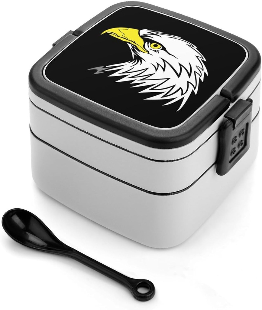 Ferocious Bald Eagle Portable Bento Box with Handle 2 Compartment Leak-Proof Stackable Lunch Box for Work Picnic Camping