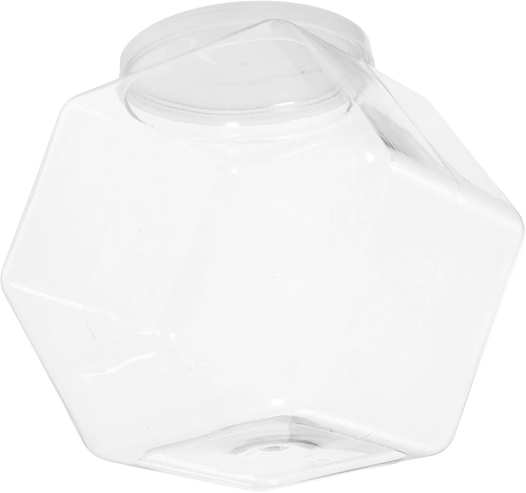 VALICLUD Large Capacity Hexagon Cookie Jar with Airtight Lid Transparent Candy Container for Snacks Storage Multi Functional Sweet Holder for Biscuits Tea and Jewelry Organization