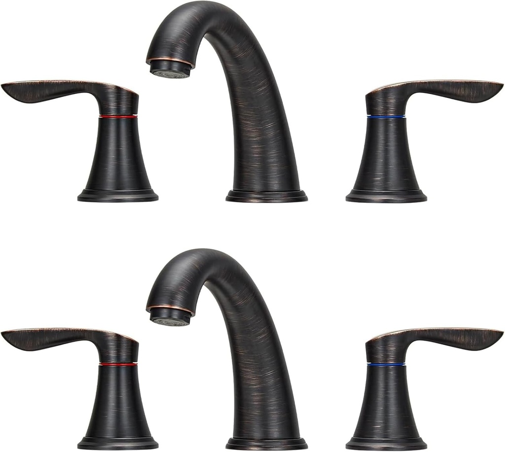 Bathroom Faucet, 8 Inch Bathroom Faucets for Sink 3 Hole, Widespread Brushed Nickel Bathroom Faucet with Pop up Drain and cUPC Lead-Free Hose (Oil Rubbed Bronze 2 Packs)