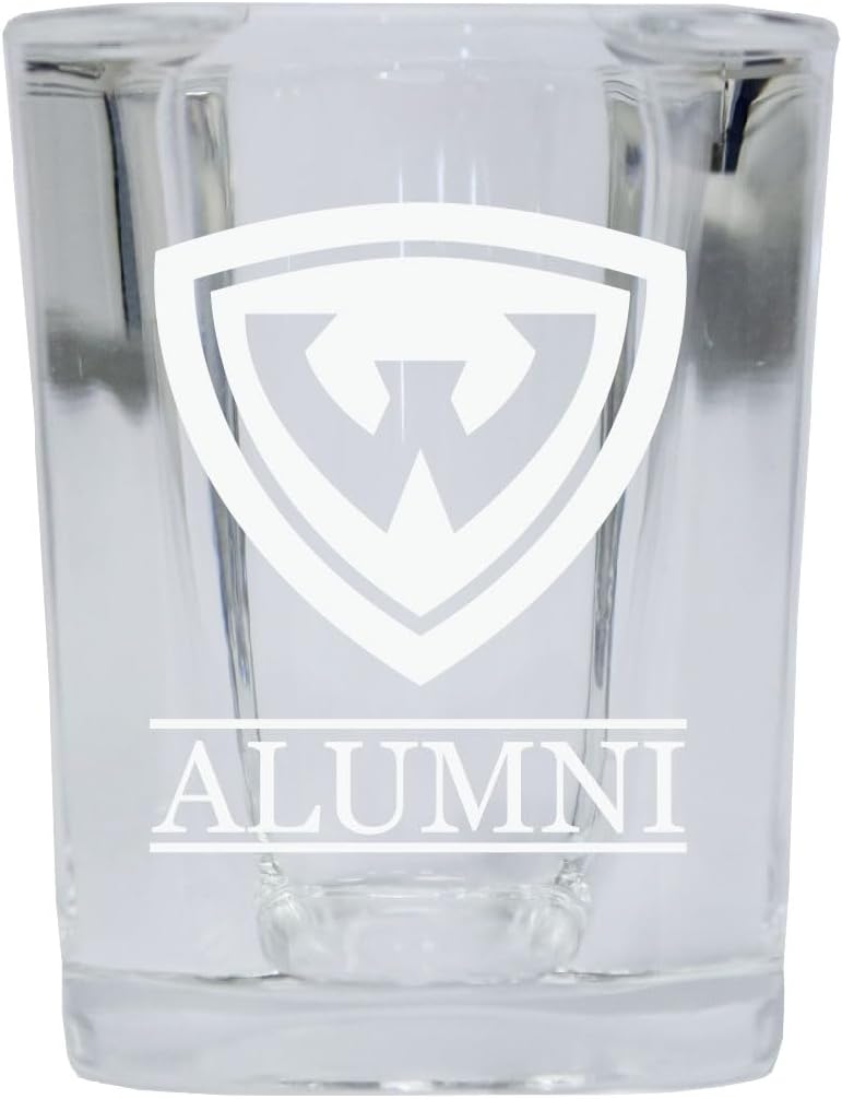 R and R Imports Wayne State 2 Ounce Etched Alumni Square Shot Glass Officially Licensed Collegiate Product