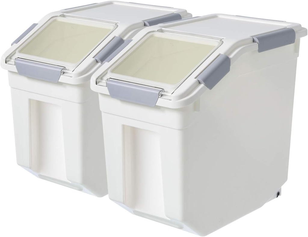 CITY BABY 2 Pack Airtight Flour Storage Container With Scoop,Dry Food, Sugar, Baking Supplies,Rice Container Set -BPA Free- Pet Food Storage Container,Dog Cat Birds Food Bin(30LB)
