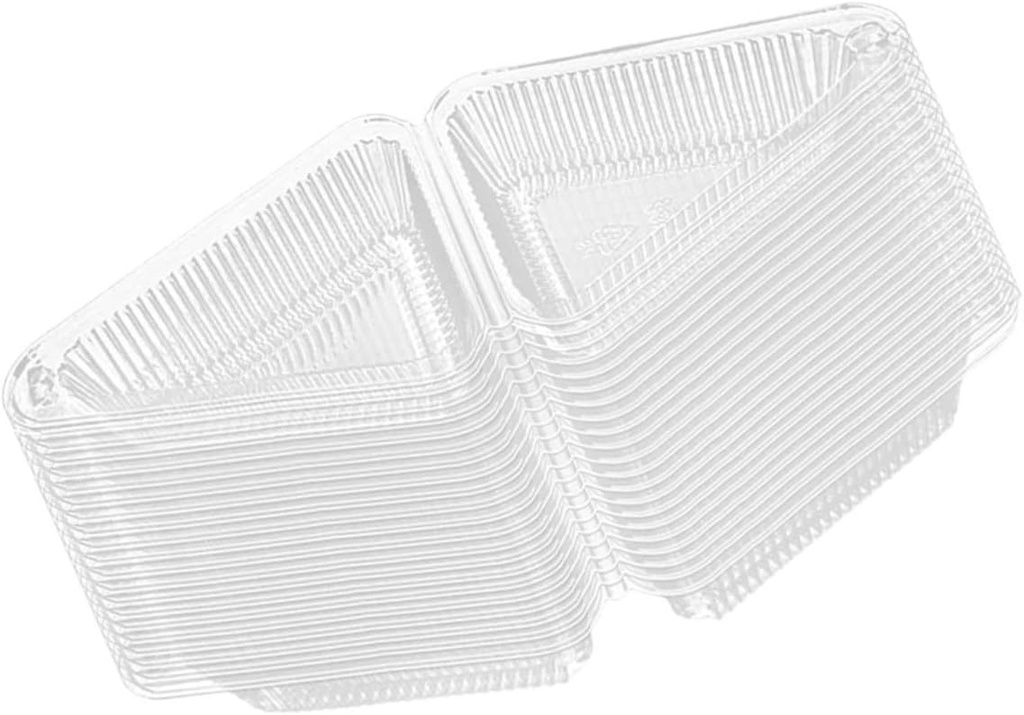 50pcs Clear Plastic Triangular Cake Boxes with Lids Stackable Cake Slice Containers for Cheesecake Mousse Pastry Food Storage for Parties Weddings Birthdays and Events