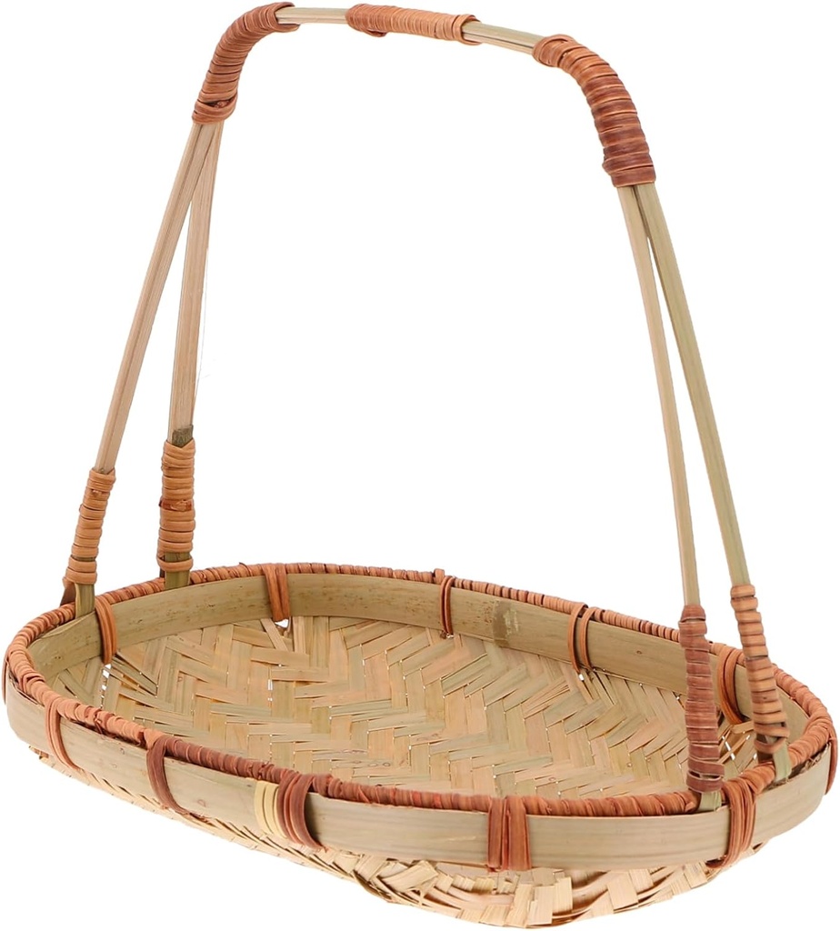 Ciieeo 1pc Egg Snack Basket Handheld Fruit Holder Woven Storage Basket for Kitchen Office