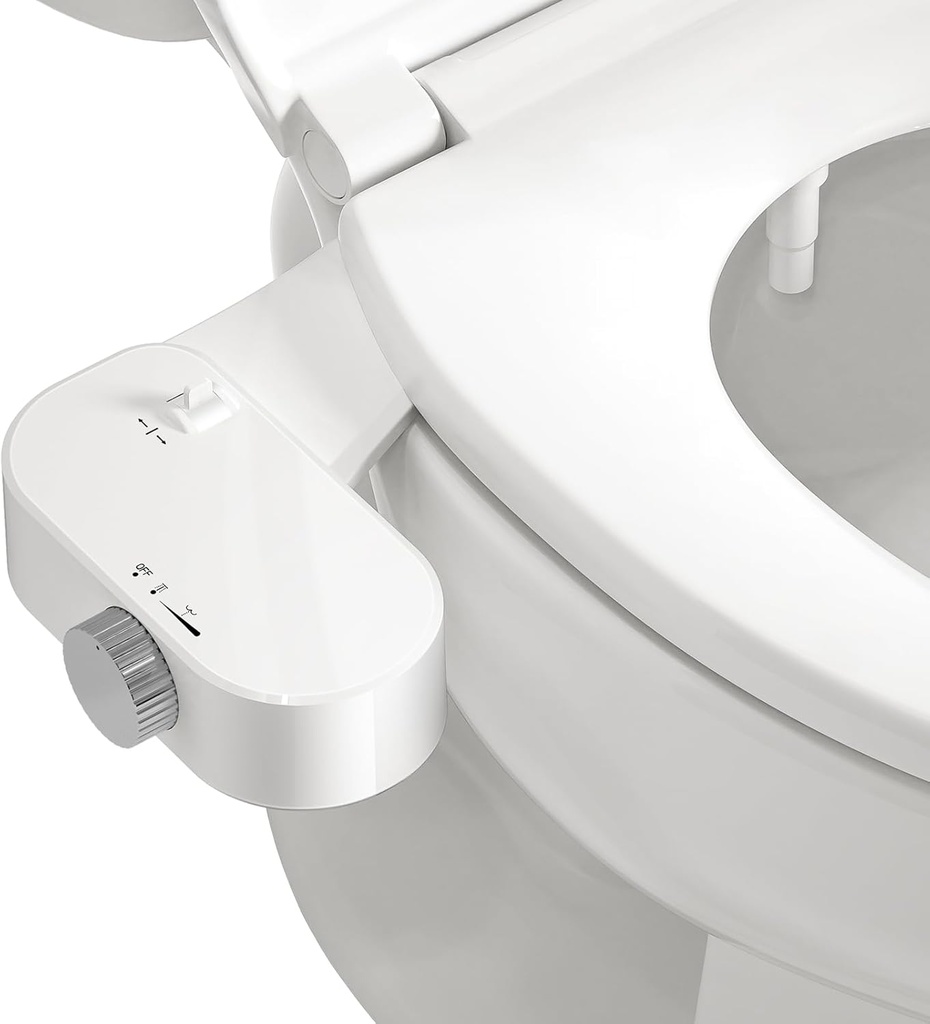 Bidet Attachment for Toilet Seat, Self-Cleaning Bidet Toilet Seat Attachment with Adjustable Bidet Sprayer & Angle Control, Easy Installation (Chrome)