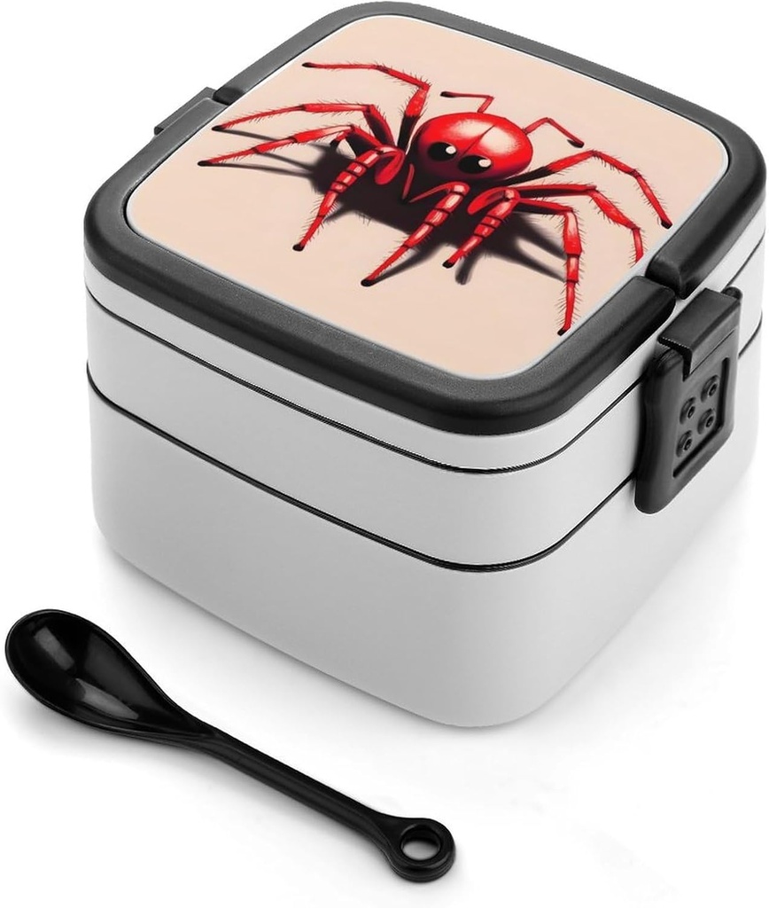 Bento Lunch Box for Women Lunch Containers for Adults Cute Little Red Spider Double Layered Lunchbox Large Capacity Bento Box with Cutlery for Work Picnic Camping Travel, style