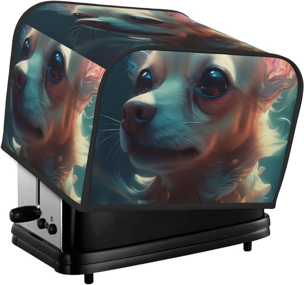Oven Cover Kitchen Bread Machine Protector,4 Slice Toaster Cover For Home,Fingerprint Coaster Cover,Kitchen Small Appliance,Cute Flower Chihuahua Puppy