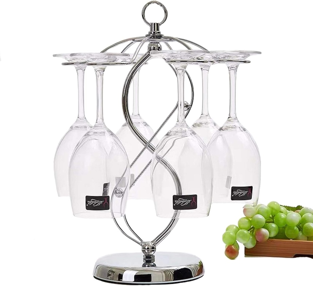 Countertop Wine Glass Holder Stemware Rack Air Drying System Kitchen Bar Storage Rack Desktop Goblet Storage Rack Metal Glasses Display Stand… (15in*10.6in*5.9in)