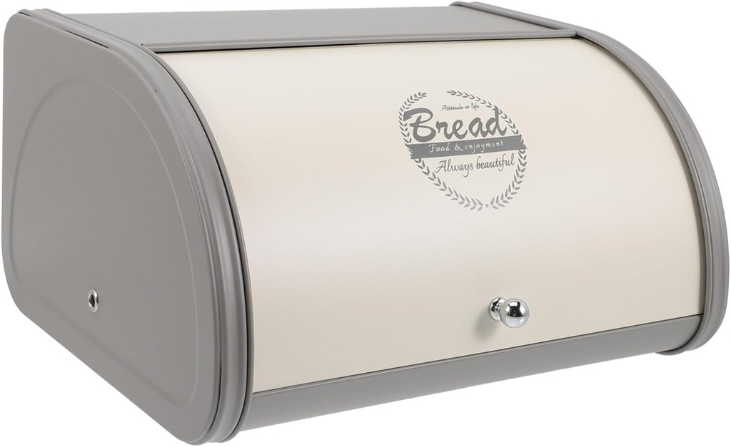 Cabilock Farmhouse Style Bread Bin Metal Bread Holder with Lid for Kitchen Countertop Storage Box for Bread Snacks Fruits Design