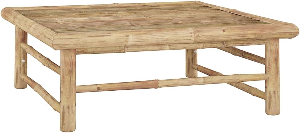 Bamboo Patio Table 25.6x25.6 Inch Square Outdoor Coffee Table Lightweight Modular Design Weather-Resistant for Garden Terrace Backyard