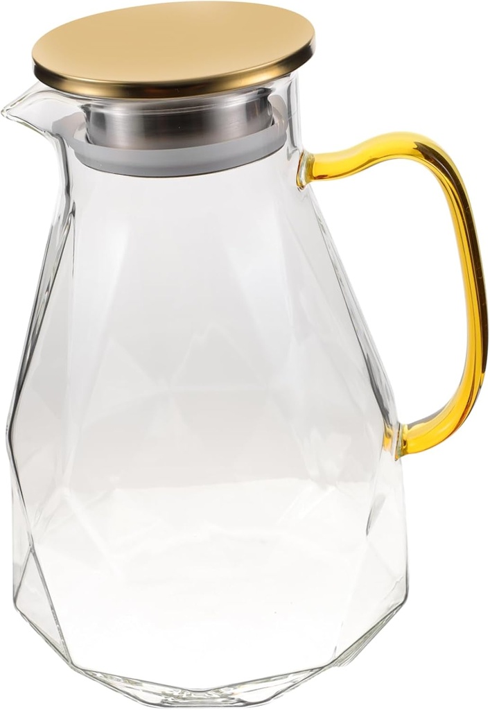 Cabilock Beverage Serving Glass Pitcher Filter Lid Diamond Design for Iced Tea Juice and Water Dispenser Borosilicate Glass Stylish Kitchen Accessory