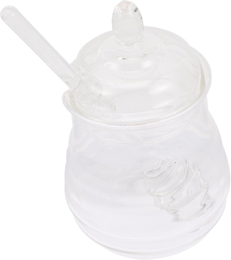 1Set Transparent with Lidded Container and Stirring Rod for Kitchen Storage Honey Dispensing and Food Preservation Practical Design for Honey Lovers